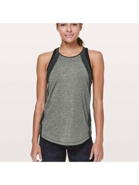 LULULEMON Run Off Route Tank Top Heathered Camo Green